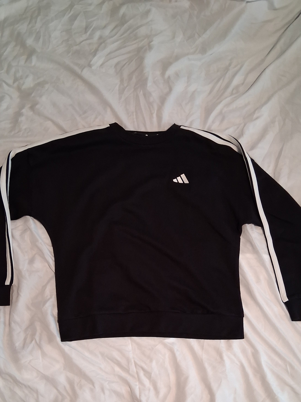 adidas Black Crewneck Sweatshirt with White Stripes